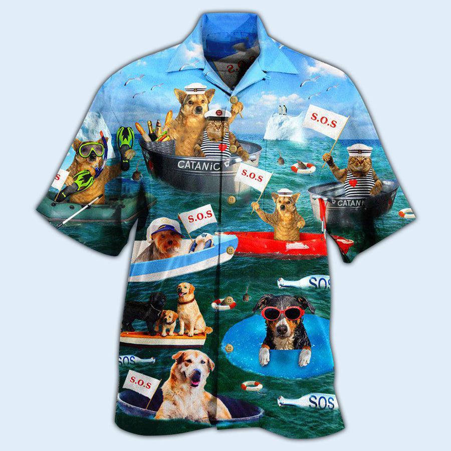 Dog Cat Hawaiian Shirt, Dogs And Cats Funny Team Aloha Hawaiian Shirt For Summer, Gift For Men Women, Dog Cat Lovers, Dog Cat Mom Dad
