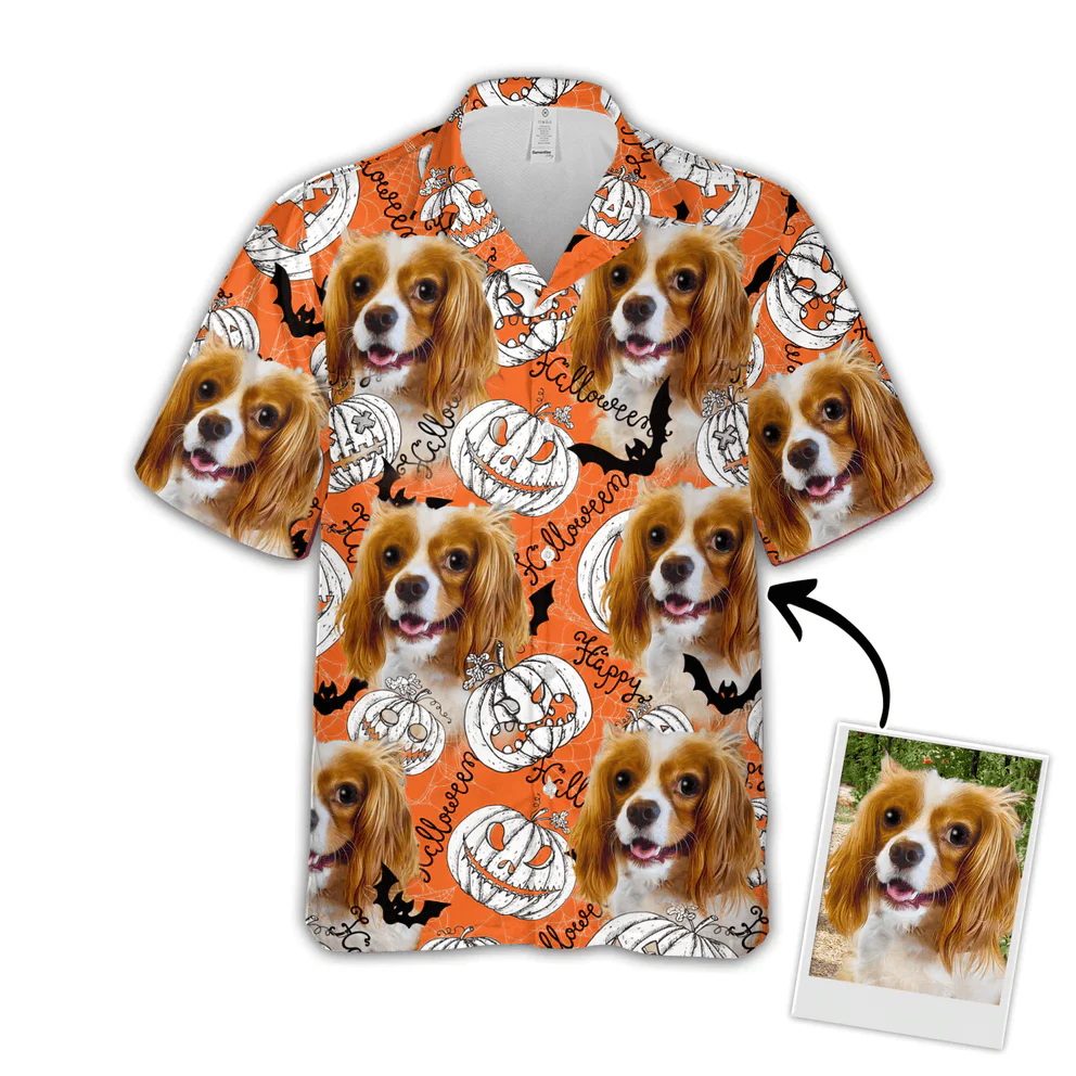 Dog Custom Hawaiian Shirt - Custom Photo Pet Pumpkin Pattern Personalized Hawaiian Shirt - Perfect Gift For Dog Lovers, Friend, Family - Image 2