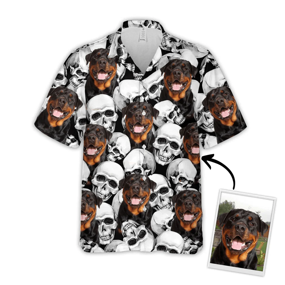 Dog Custom Hawaiian Shirt - Custom Photo Pet Skull Pattern Personalized Hawaiian Shirt - Perfect Gift For Dog Lovers, Friend, Family - Image 2
