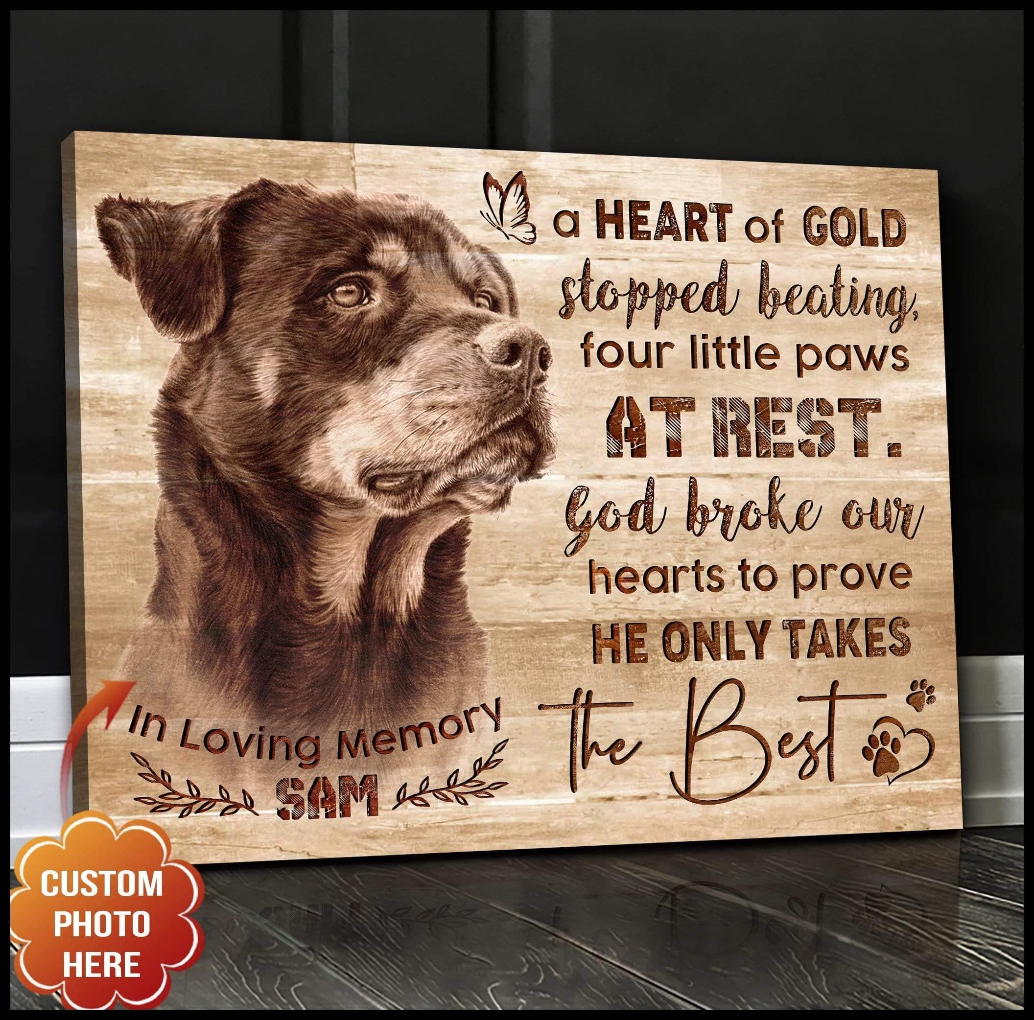Dog Custom Personalized Canvas - Black And White Dog Image He Only Takes The Best In Loving Memory Custom Photo Name Canvas - Gift For Dog Lovers - Image 3