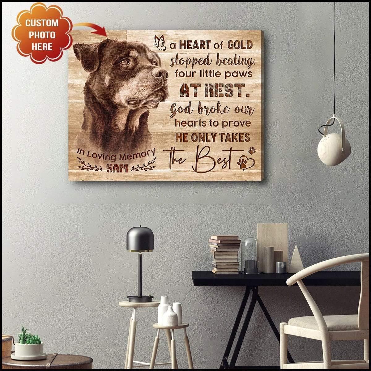 Dog Custom Personalized Canvas - Black And White Dog Image He Only Takes The Best In Loving Memory Custom Photo Name Canvas - Gift For Dog Lovers - Image 4