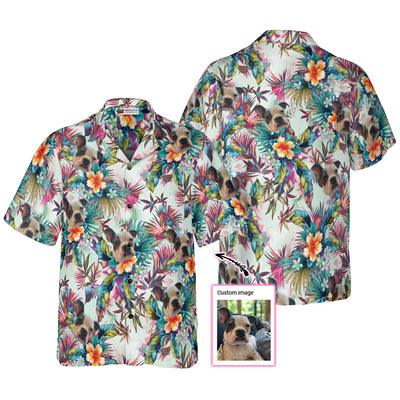 Dog Custom Photo Hawaiian Shirt, Tropical Flowers Custom Hawaiian Shirt - Perfect Gift For Men, Dog Lovers, Husband, Boyfriend, Friend, Family - Image 2