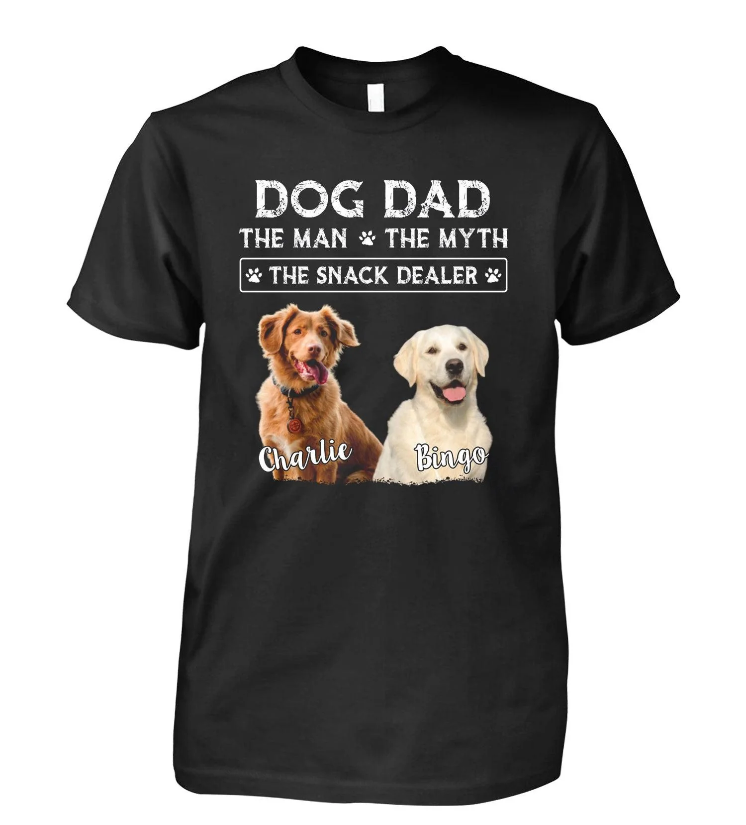 Dog Custom T Shirt Happy Father's Day - Dog Dad The Man The Myth The Snack Dealer Personalized T-Shirt, Gift For Dog Lovers, Dog Dad, Father's Day - Image 3