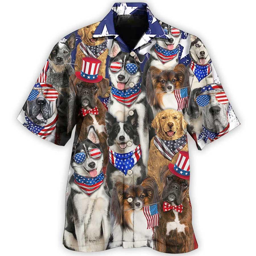 Dog Hawaiian Shirt, Dogs Independence Day Funny Style Aloha Hawaiian Shirt, Dog American Flag Hawaiian Shirt For Men Women, Dog Lovers, Friends, Family - Image 2