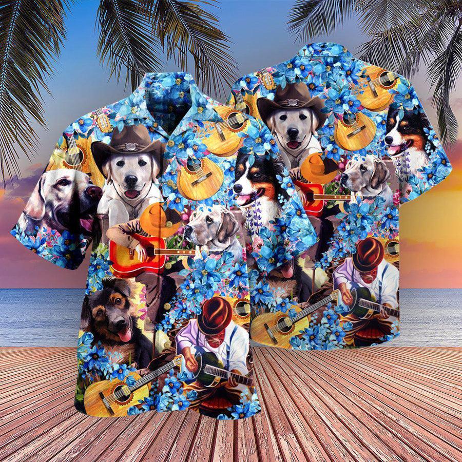 Dog Hawaiian Shirt - Guitar Dog Aloha Hawaiian Shirt, That's What I Do I Pet Dogs I Play Guitars Hawaiian Shirt - Gift For Men Women, Music Guitar Lovers