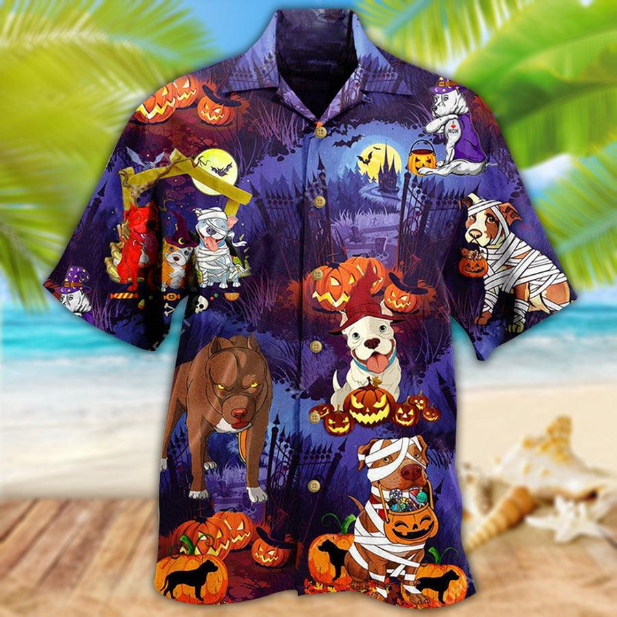 Dog Hawaiian Shirt, Halloween Dogs Night Scary Aloha Hawaiian Shirt For Summer, Dog Hawaiian Shirts Matching Outfit For Men Women, Dog Lovers