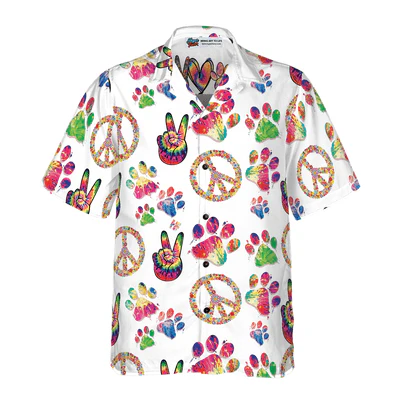 Dog Hawaiian Shirt, Peace Love Dog Aloha Shirt For Men - Perfect Gift For Dog Lovers, Husband, Boyfriend, Friend, Family - Image 2