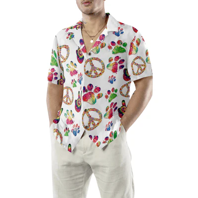 Dog Hawaiian Shirt, Peace Love Dog Aloha Shirt For Men - Perfect Gift For Dog Lovers, Husband, Boyfriend, Friend, Family - Image 4