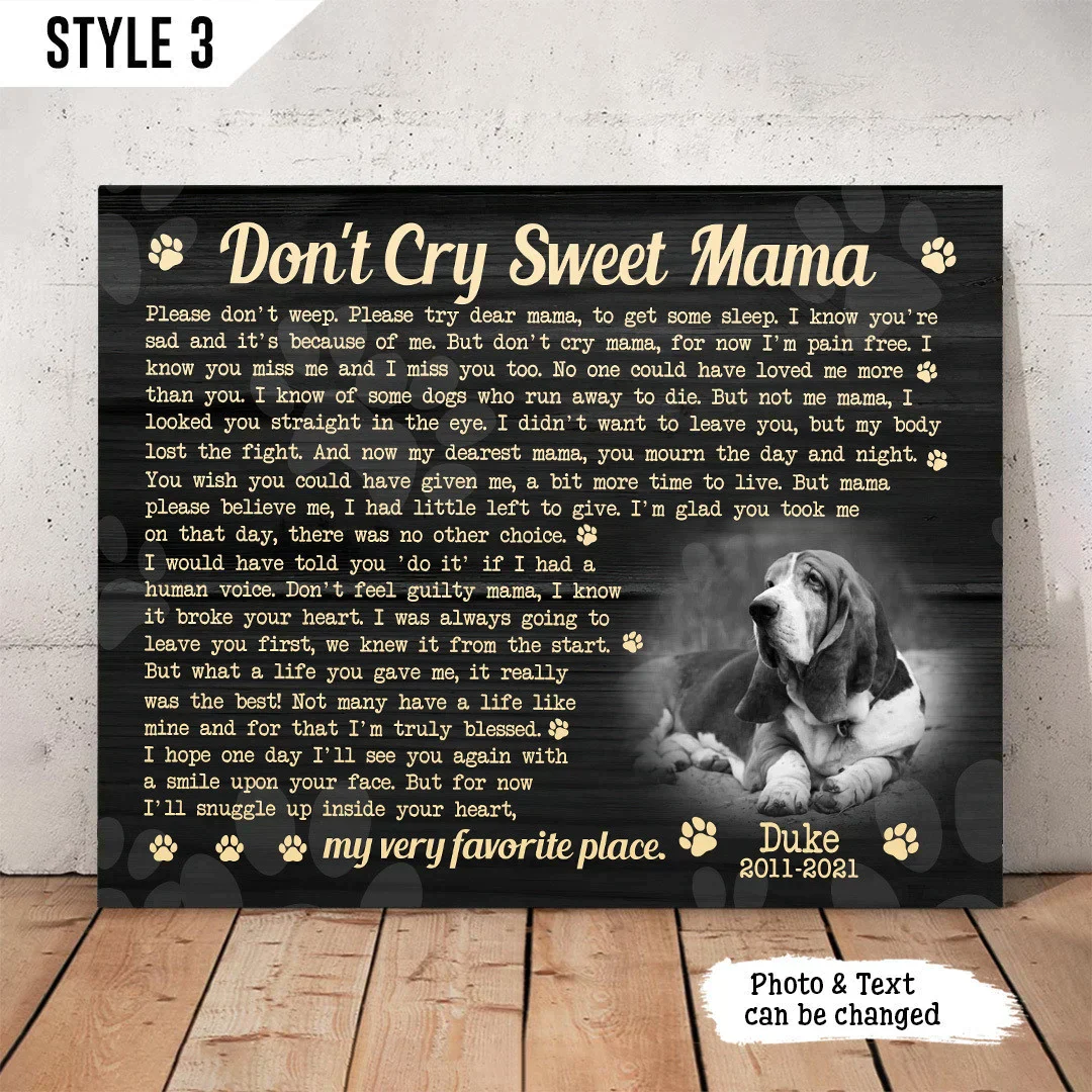 Dog Cat Landscape Canvas - Personalized Dog Cat Memorial Canvas - Custom Gift For Dog Cat Lovers - Don't Cry Sweet Mama Dog Cat Landscape Canvas - Image 4