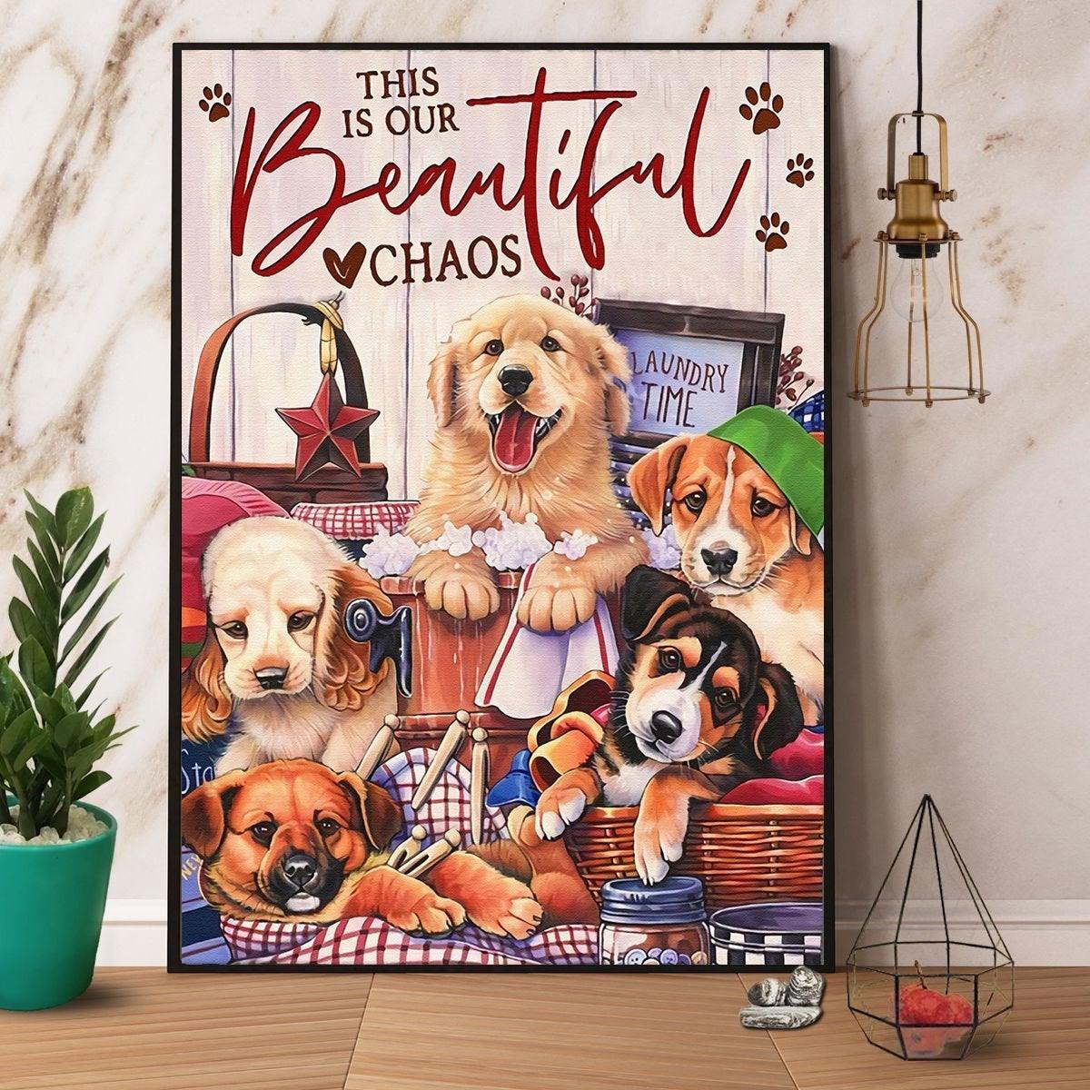 Dog Portrait Canvas - Dogs This Is Our Beautiful Chaos Canvas - Gift For Dog Lovers, Family, Friends