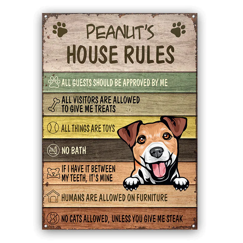 Dog Portrait Canvas - Peanut's House Rules, All Guests Should Be Approved By Me Canvas - Perfect Gift For Dog Lover
