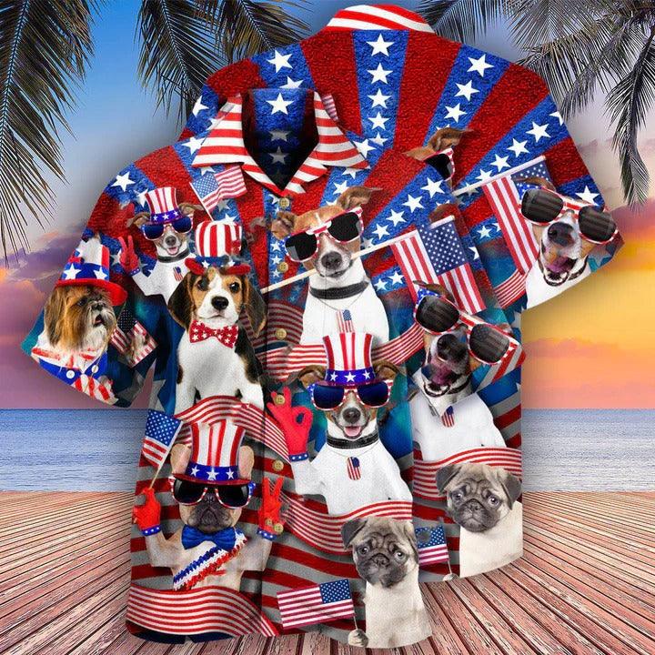 Dogs Aloha Hawaii Shirt - Dogs Patriotic America Hawaiian Shirt For Summer - Perfect Gift For Dog Lovers, Friend, Family
