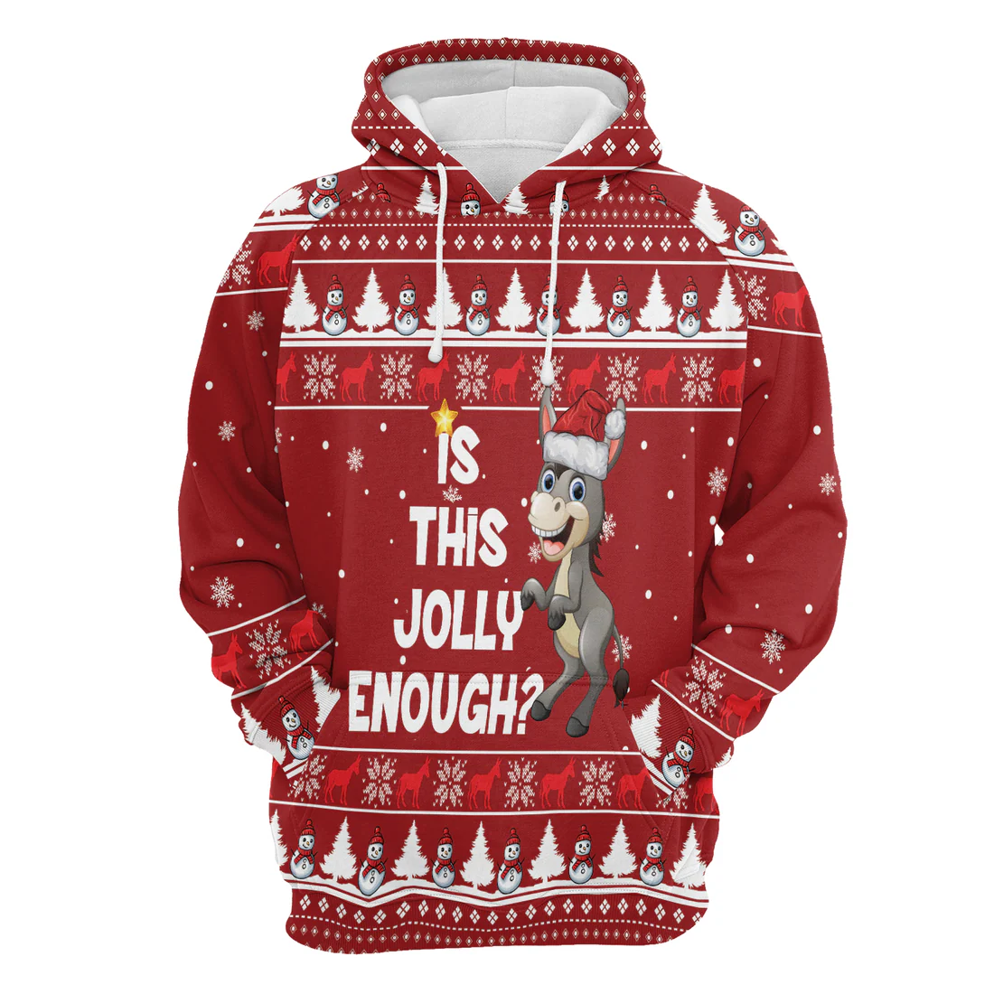 Donkey Premium Christmas Hoodie, Donkey Is This Jolly Enough Unisex Hoodie For Men & Women - Perfect Gift For Christmas, Donkey Lover - Image 4