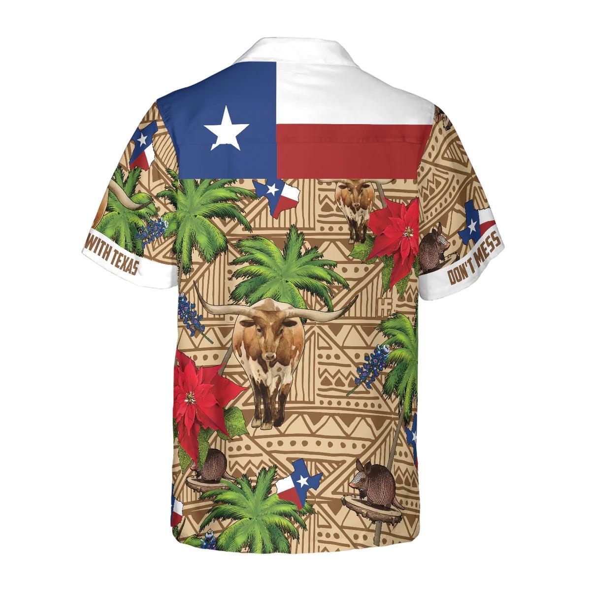 Don't Mess With Texas Hawaiian Shirt, Brown Tribal Pattern Texas Hawaiian Shirt, Summer Aloha Shirt- Perfect Gift For Men, Women, Friend, Family - Image 3