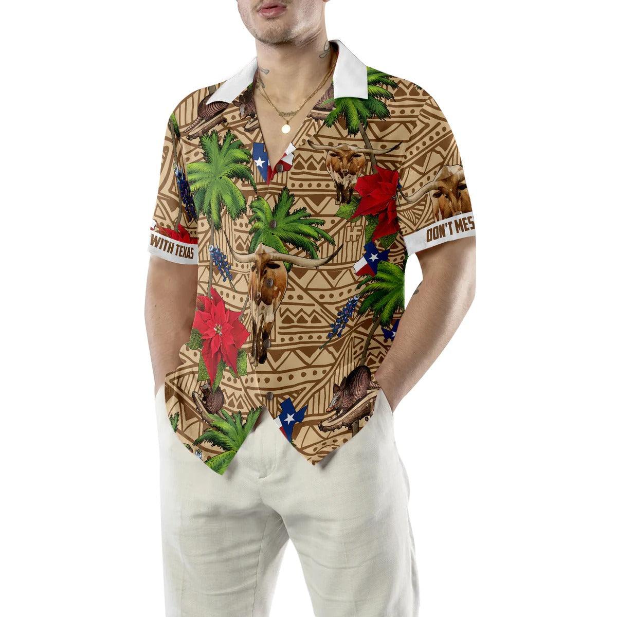 Don't Mess With Texas Hawaiian Shirt, Brown Tribal Pattern Texas Hawaiian Shirt, Summer Aloha Shirt- Perfect Gift For Men, Women, Friend, Family - Image 5