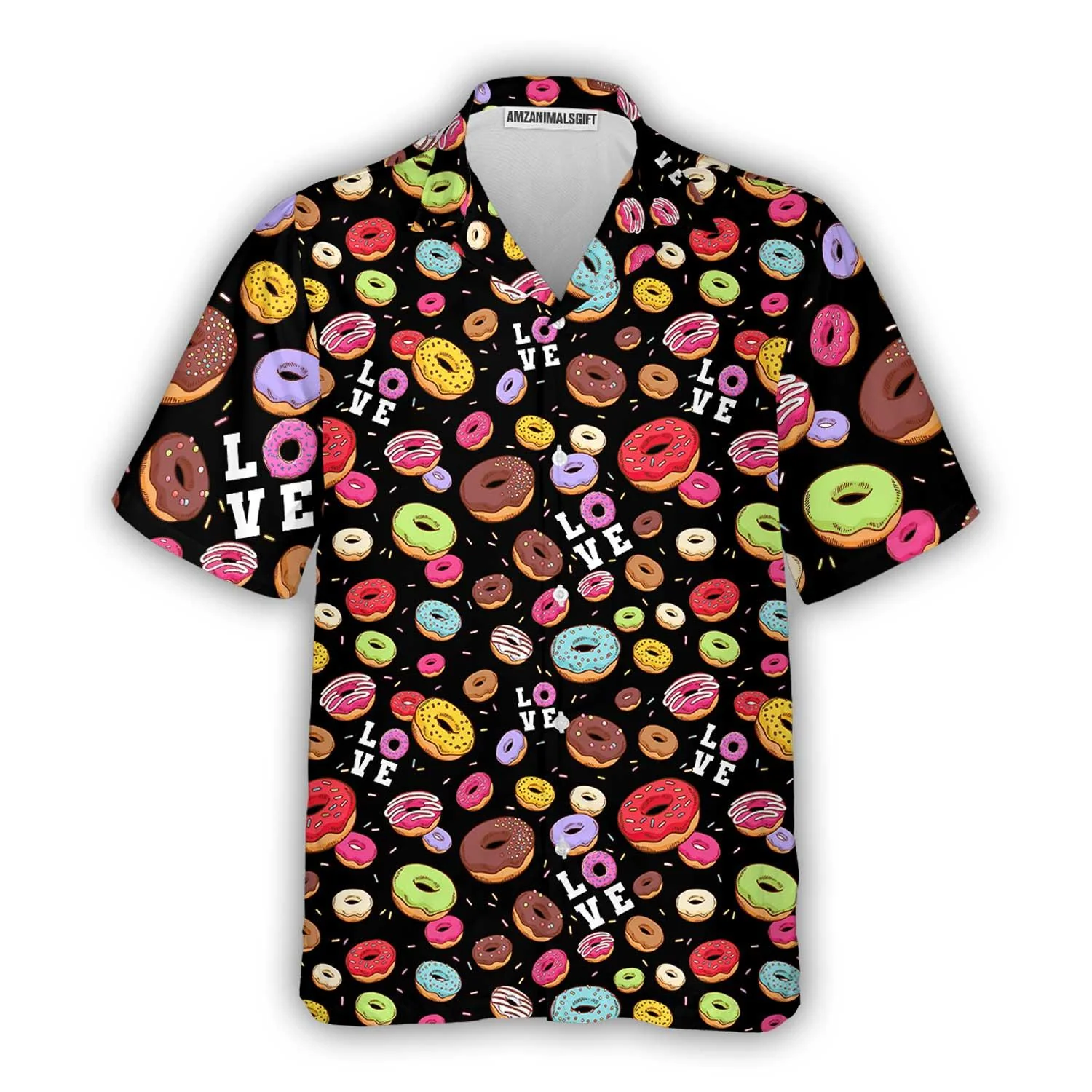 Donut Black Hawaiian Shirt, Colorful Summer Aloha Shirt For Men Women, Perfect Gift For Friend, Family, Husband, Wife, Boyfriend, Girlfriend - Image 2
