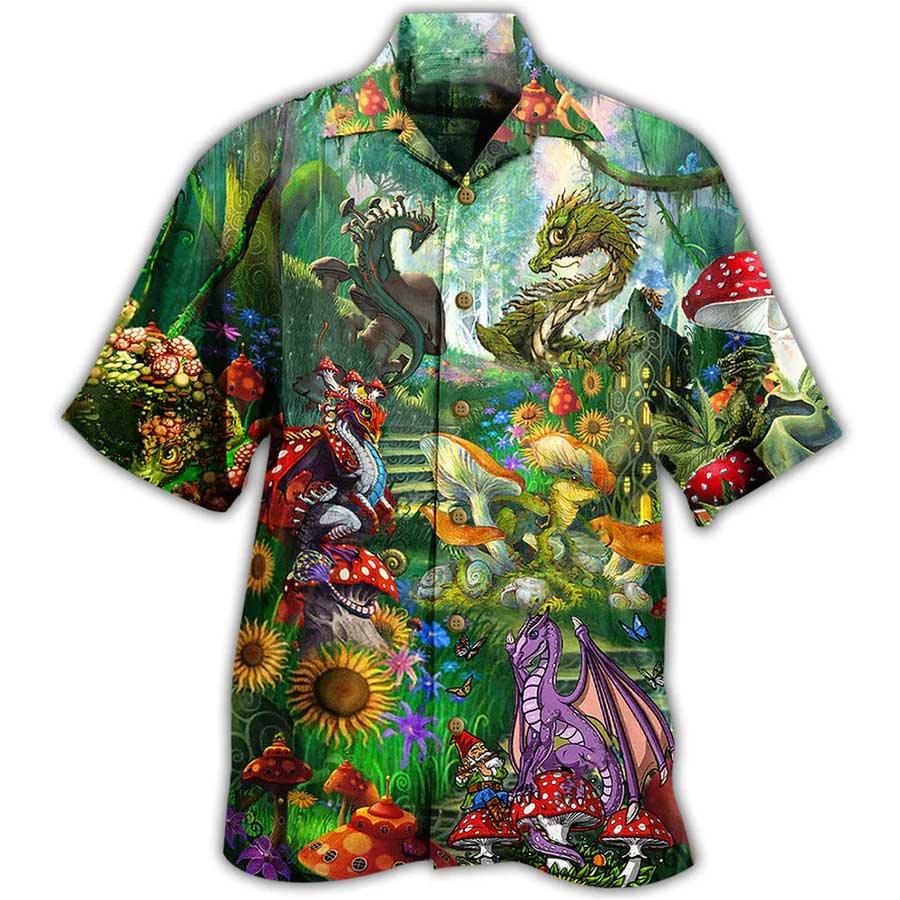 Dragon Aloha Hawaiian Shirt For Summer, Dragon Mushroom Love Forest Hawaiian Shirts Outfit For Men Women, Dragon Lovers - Image 3