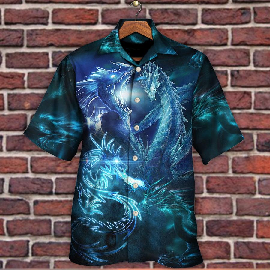 Dragon Aloha Hawaiian Shirt For Summer, Dragon Neon Lighting Bright Led Hawaiian Shirts Outfit For Men Women, Dragon Lovers - Image 2