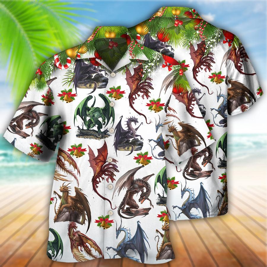 Dragon Christmas Aloha Hawaiian Shirt For Summer, Dragon Christmas Bells Merry Christmas Amazing Hawaiian Shirts Outfit For Men Women, Dragon Lovers