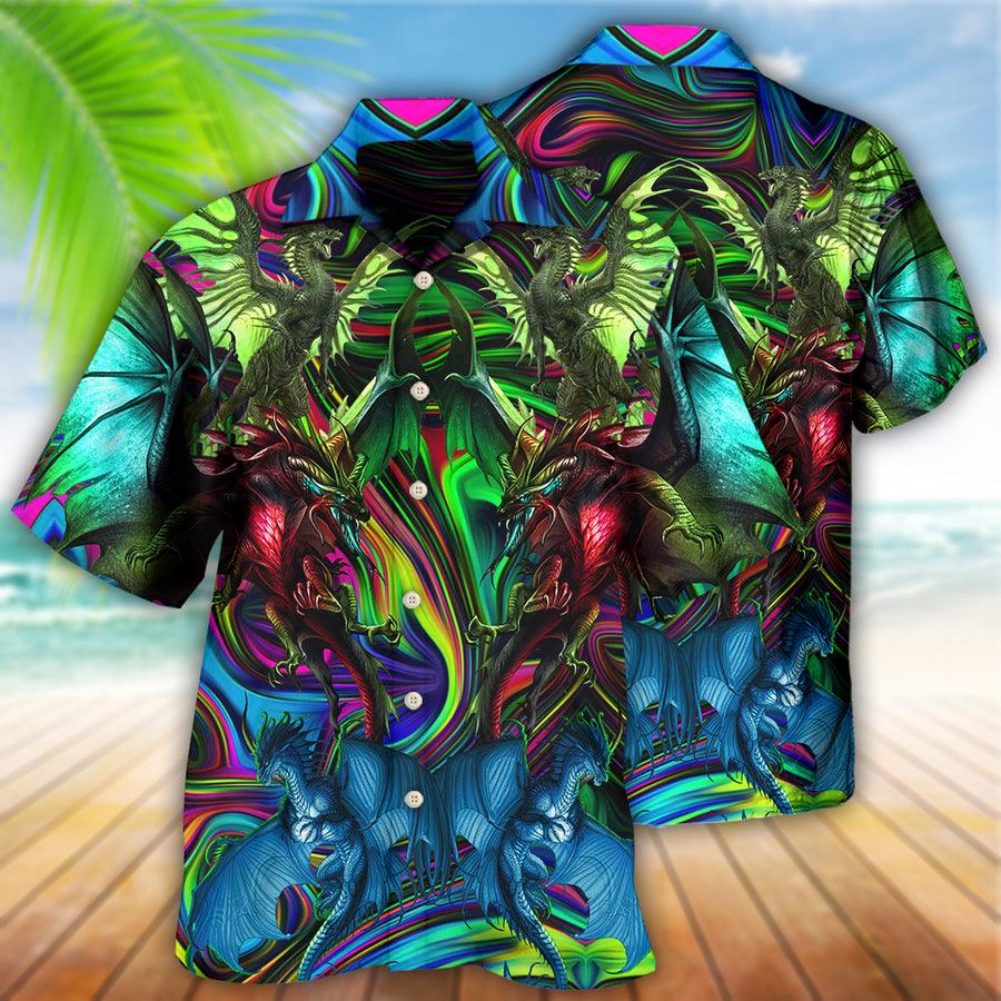 Dragon Colorful Style Aloha Hawaiian Shirt For Summer, Dragon Love Life Hawaiian Shirts Outfit For Men Women, Dragon Lovers