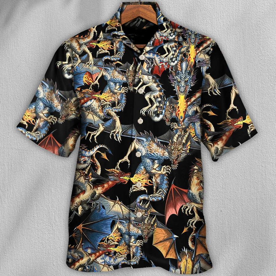 Dragon Fire Aloha Hawaiian Shirt For Summer, Dragon Breathing Fire Awesome Hawaiian Shirts Outfit For Men Women, Dragon Lovers