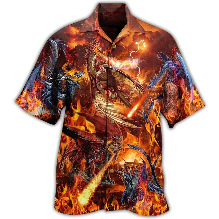 Dragon Fire Aloha Hawaiian Shirt For Summer, Dragon Fire Combat Amazing Hawaiian Shirts Outfit For Men Women, Dragon Lovers - Image 3
