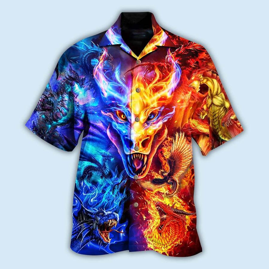 Dragon Fire And Water Aloha Hawaiian Shirt For Summer, Dragon Love Life Amazing Galaxy Sky Hawaiian Shirts Outfit For Men Women, Dragon Lovers