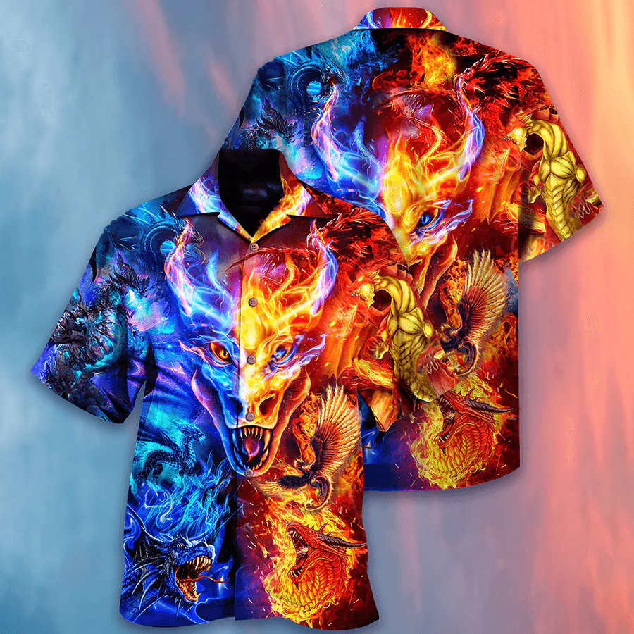Dragon Fire And Water Aloha Hawaiian Shirt For Summer, Dragon Love Life Amazing Galaxy Sky Hawaiian Shirts Outfit For Men Women, Dragon Lovers - Image 2
