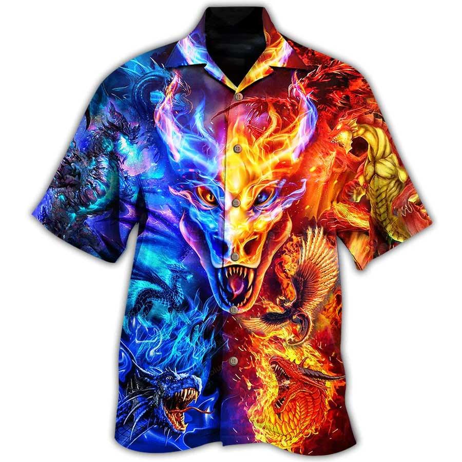 Dragon Fire And Water Aloha Hawaiian Shirt For Summer, Dragon Love Life Amazing Galaxy Sky Hawaiian Shirts Outfit For Men Women, Dragon Lovers - Image 3