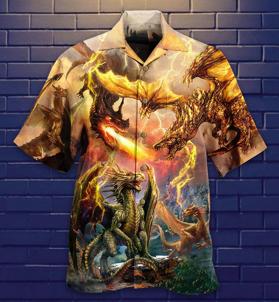 Dragon Fire Combat Aloha Hawaiian Shirt For Summer, Dragon Fight To Defend The Territory Hawaiian Shirts Outfit For Men Women, Dragon Lovers