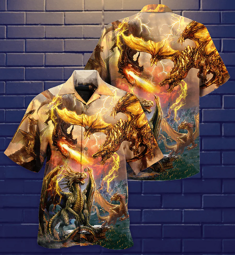 Dragon Fire Combat Aloha Hawaiian Shirt For Summer, Dragon Fight To Defend The Territory Hawaiian Shirts Outfit For Men Women, Dragon Lovers - Image 2