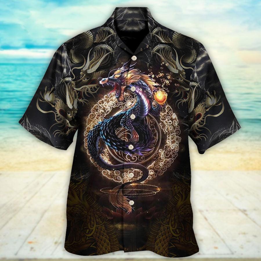 Dragon Golden Japanese Aloha Hawaiian Shirt For Summer, Dragon Love Life Hawaiian Shirts Outfit For Men Women, Dragon Lovers