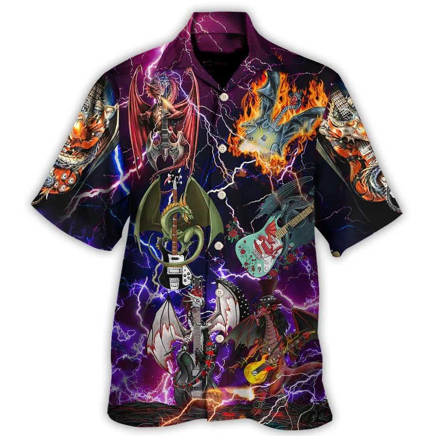 Dragon Guitar Aloha Hawaiian Shirt For Summer, Dragon Play Guitar Until They Die Hawaiian Shirts Outfit For Men Women, Dragon Lovers - Image 4