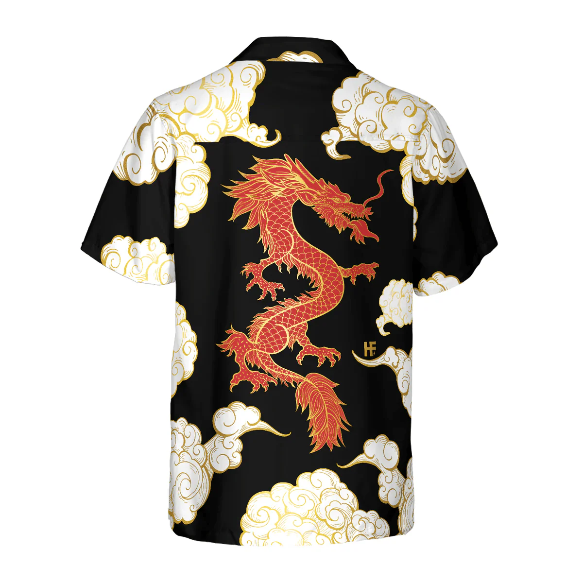 Dragon Hawaiian Shirt - Cool Chinese Dragon Black Red Cloud Hawaiian Shirt - Perfect Gift For Husband, Boyfriend, Friend, Family