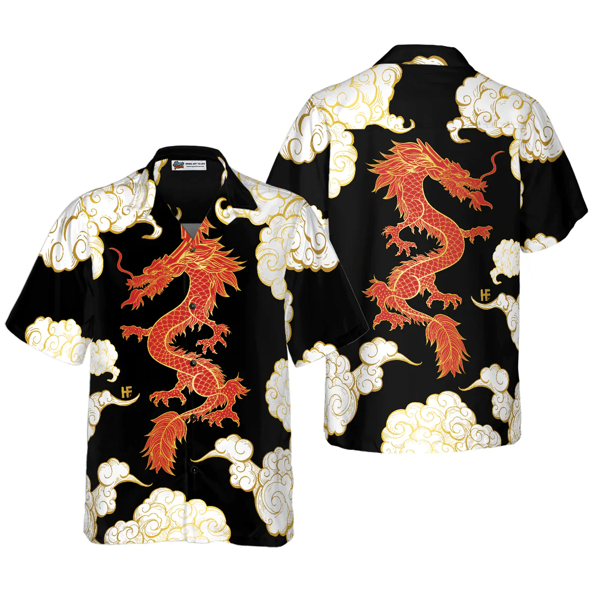 Dragon Hawaiian Shirt - Cool Chinese Dragon Black Red Cloud Hawaiian Shirt - Perfect Gift For Husband, Boyfriend, Friend, Family - Image 5