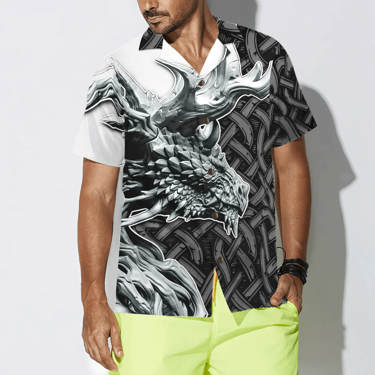 Dragon Hawaiian Shirt - Dragon Celtic Art 3D Hawaiian Shirt - Perfect Gift For Husband, Boyfriend, Friend, Family - Image 4