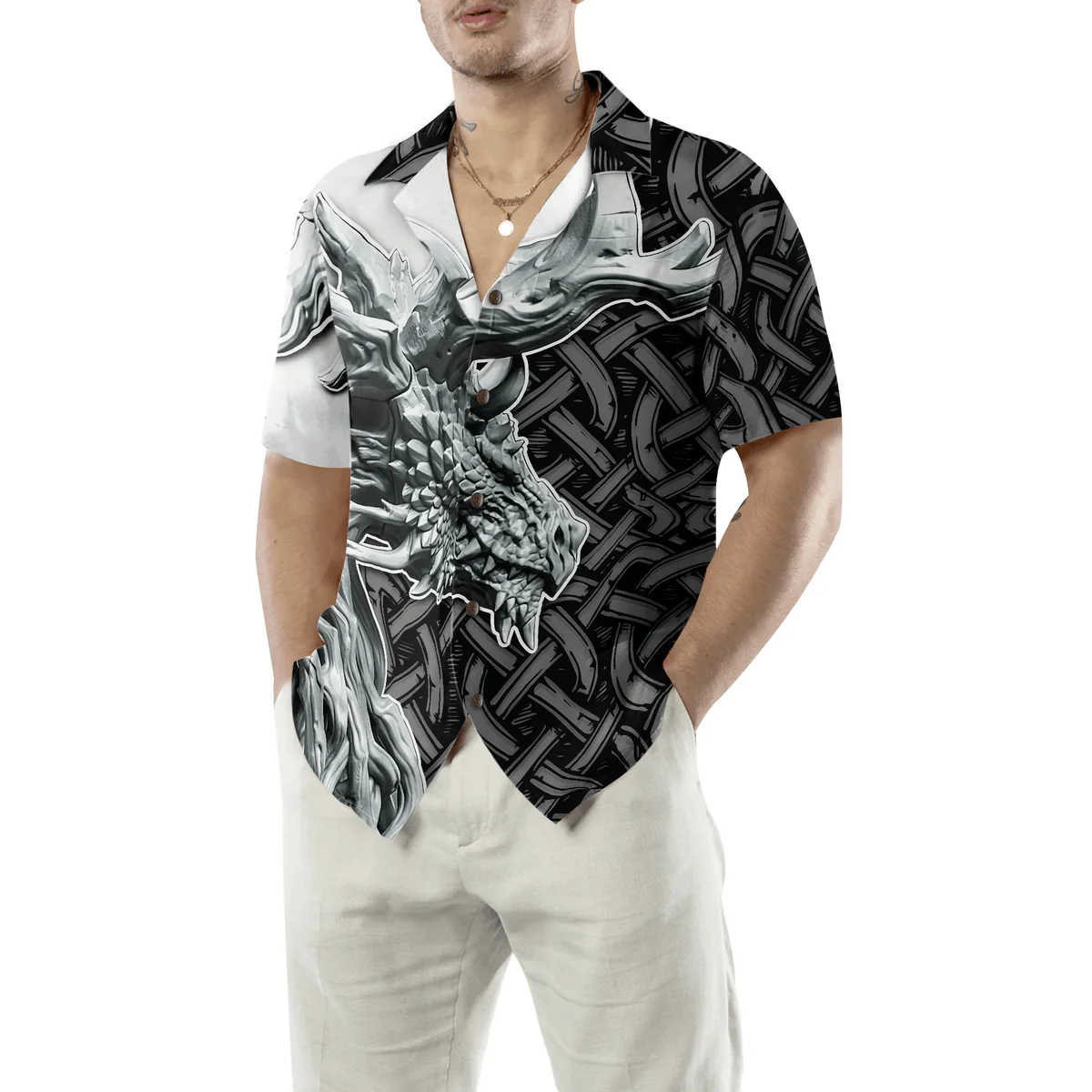 Dragon Hawaiian Shirt - Dragon Celtic Art 3D Hawaiian Shirt - Perfect Gift For Husband, Boyfriend, Friend, Family - Image 5