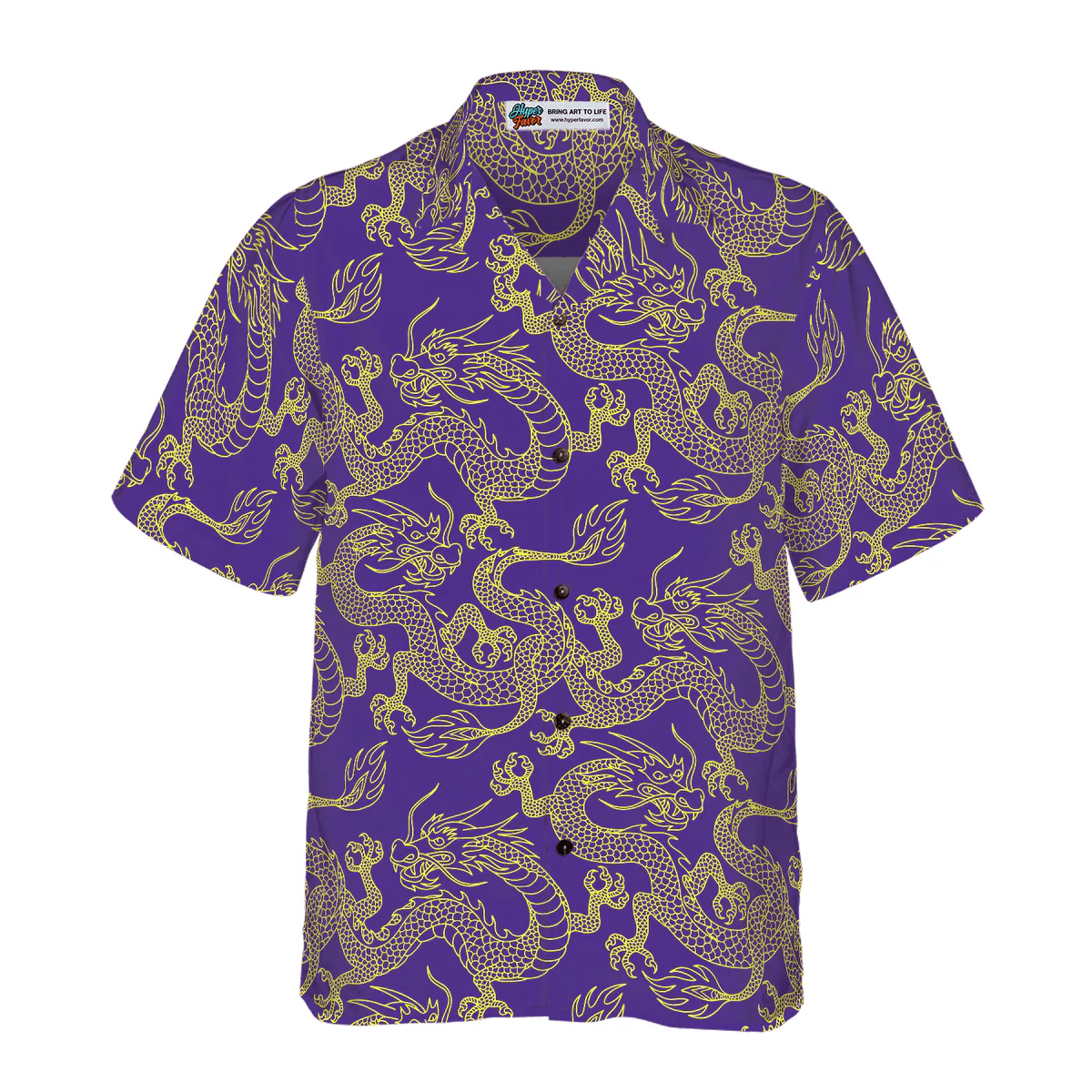Dragon Hawaiian Shirt - Purple And Gold Edition Oriental Dragon Hawaiian Shirt - Perfect Gift For Husband, Boyfriend, Friend, Family - Image 2