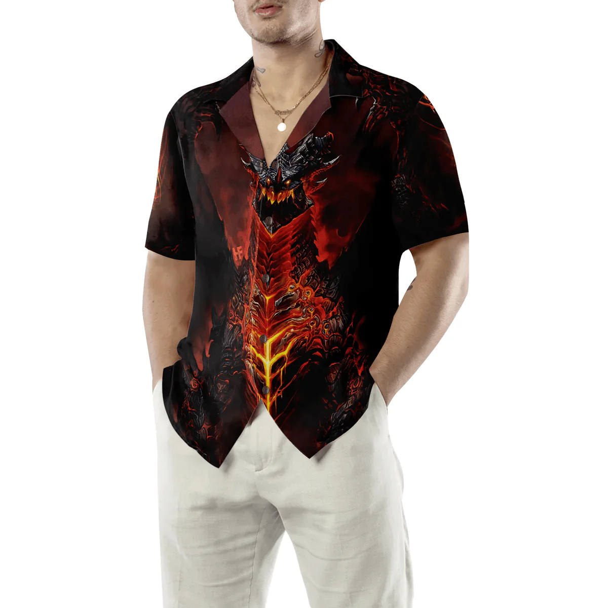 Dragon Hawaiian Shirt - Volcanic Dragon Chest Hawaiian Shirt - Perfect Gift For Husband, Boyfriend, Friend, Family - Image 5