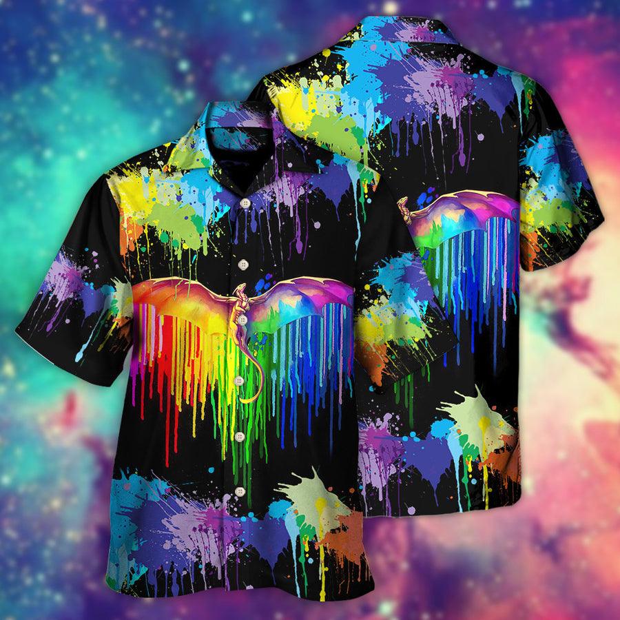 Dragon Rainbow Aloha Hawaiian Shirt For Summer, LGBT Pride Dragon The Color Of Happiness Hawaiian Shirts Outfit For Men Women, Dragon Lovers - Image 3