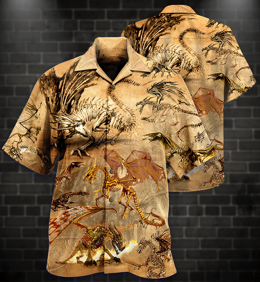 Dragon Skull Aloha Hawaiian Shirt For Summer, Dragon Skeleton Love Life Love Desert Hawaiian Shirts Outfit For Men Women, Dragon Lovers - Image 2