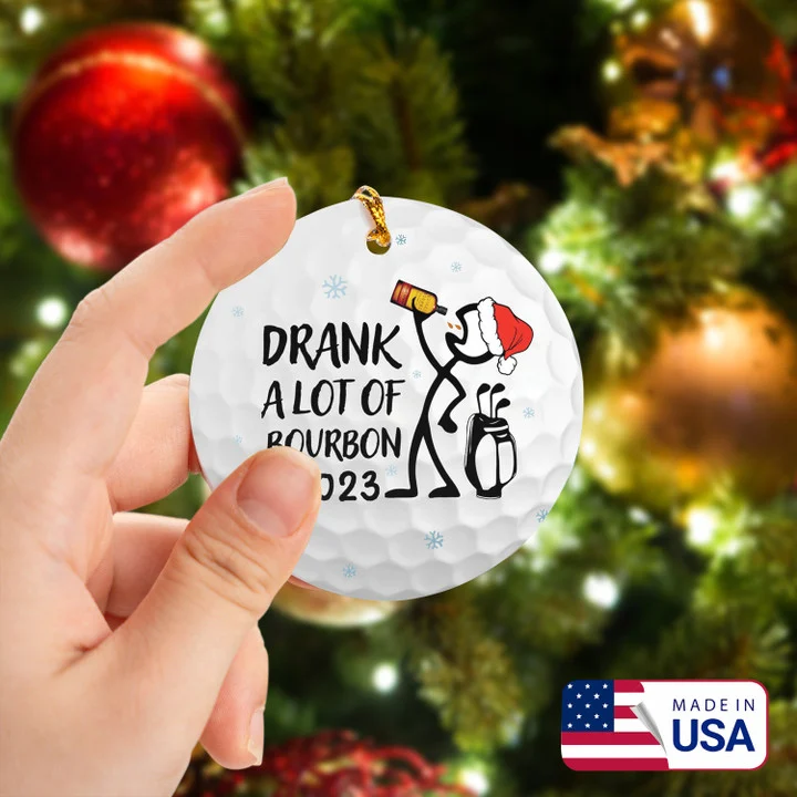Drank A Lot Of Bourbon 2023 Stick Man Ceramic Ornament - Best Gift For Golf Lovers, New Year, Christmas - Image 2
