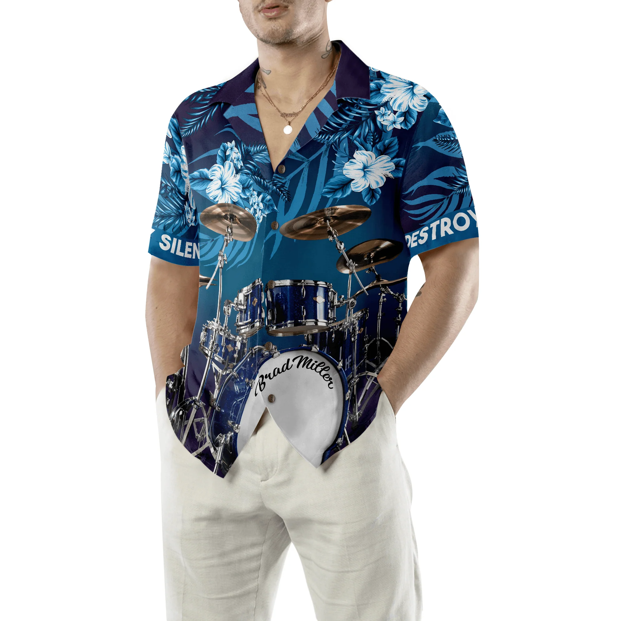Drum Tropical Custom Name Hawaiian Shirt, I Am A Drummer, Personalized Colorful Summer Aloha Shirt For Men Women, Perfect Gift For Friend, Drum Lovers - Image 4