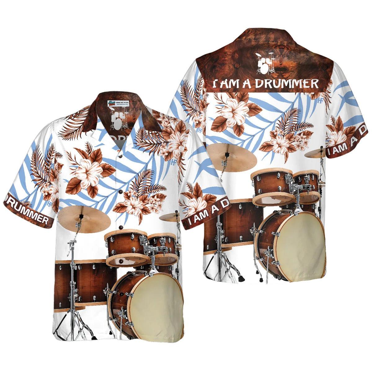 Drummer Aloha Hawaiian Shirt, I Am A Drummer Hawaiian Shirt, Colorful Summer Hawaiian Shirt, Drummer Shirt - Gift For Men Women, Friends, Family