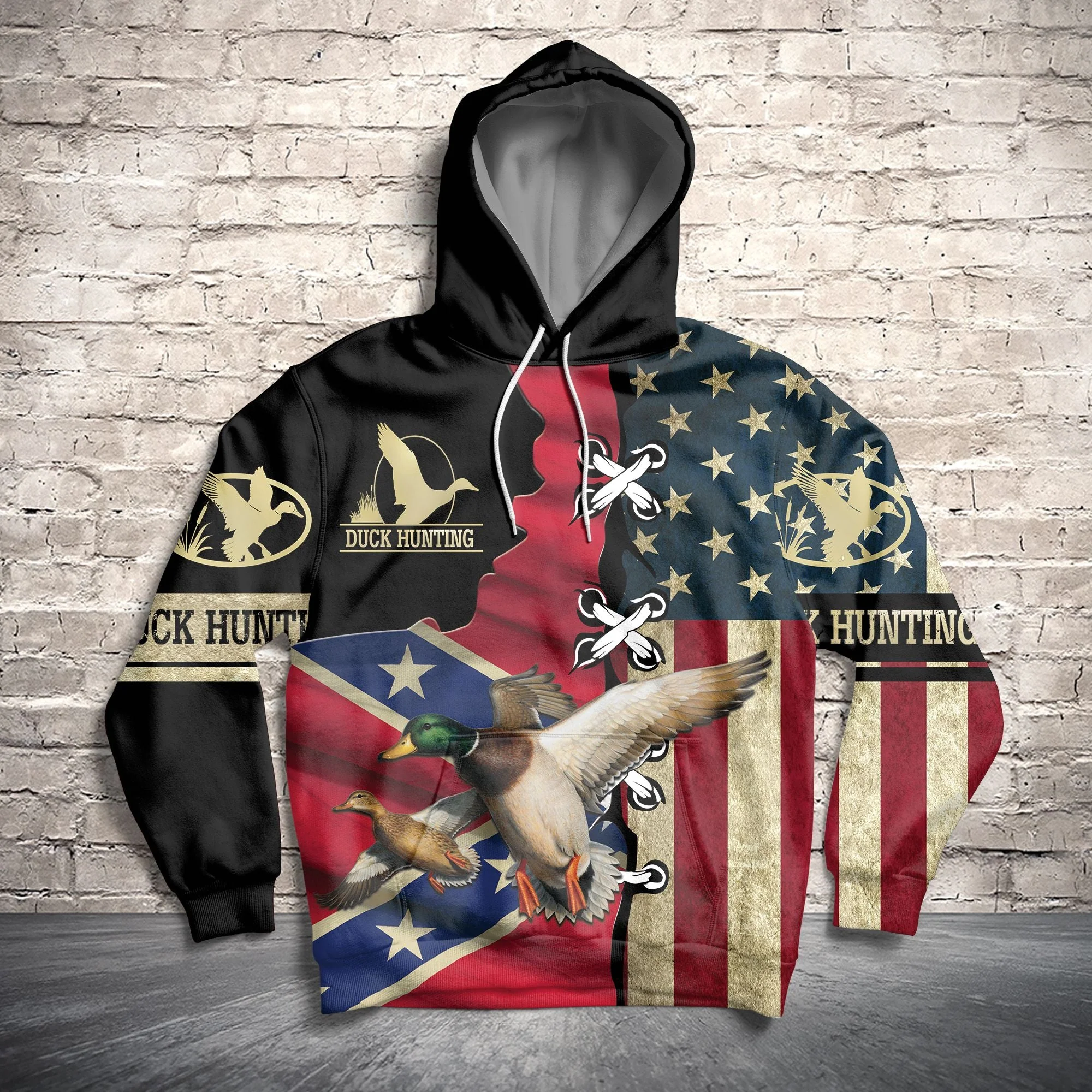 Duck American Flag Pullover Premium Hoodie, Perfect Outfit For Men And Women On Christmas New Year Autumn Winter - Image 3
