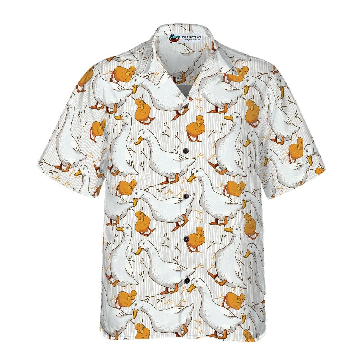 Duck Hawaiian Shirt, Cartoon Duck, Funny Duck Aloha Shirt For Men Women - Perfect Gift For Duck Lovers, Husband, Boyfriend, Friend, Family - Image 3