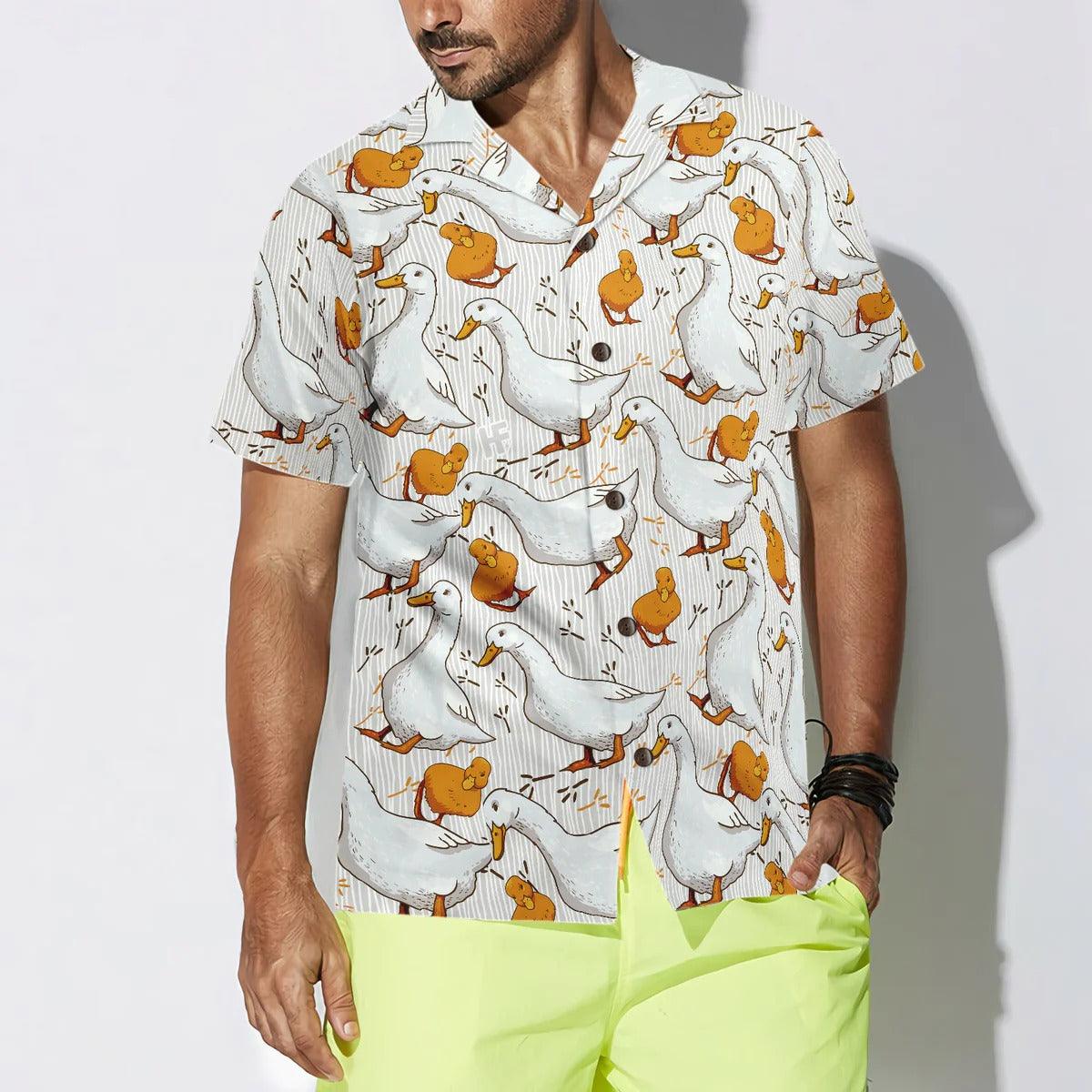Duck Hawaiian Shirt, Cartoon Duck, Funny Duck Aloha Shirt For Men Women - Perfect Gift For Duck Lovers, Husband, Boyfriend, Friend, Family - Image 4