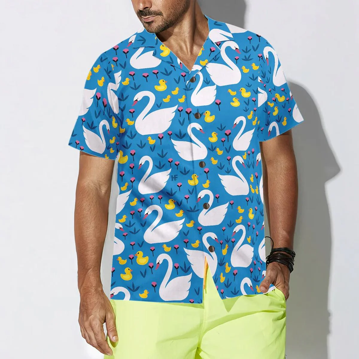 Duck Hawaiian Shirt, Floral Swans And Ducks Swimming Aloha Shirt For Men Women - Perfect Gift For Duck Lovers, Husband, Boyfriend, Friend, Family - Image 4