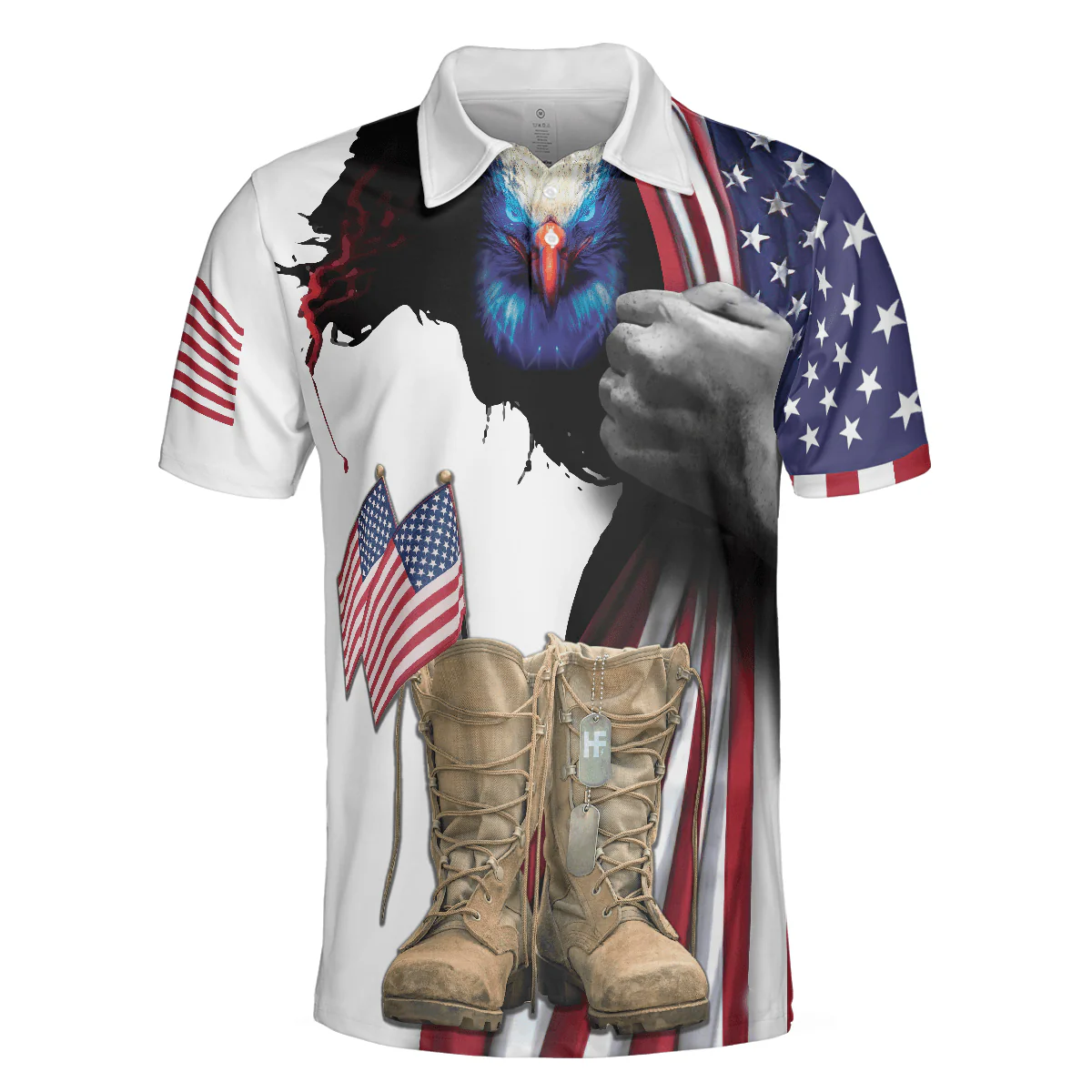 Eagle American Flag Veteran Men Polo Shirt, Every Veteran Is A Hero Polo Shirt, Patriotic Veteran Shirt For Men - Image 3