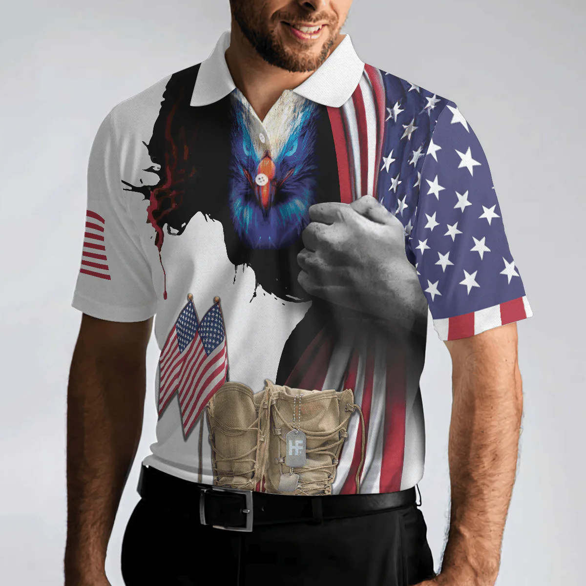 Eagle American Flag Veteran Men Polo Shirt, Every Veteran Is A Hero Polo Shirt, Patriotic Veteran Shirt For Men - Image 4
